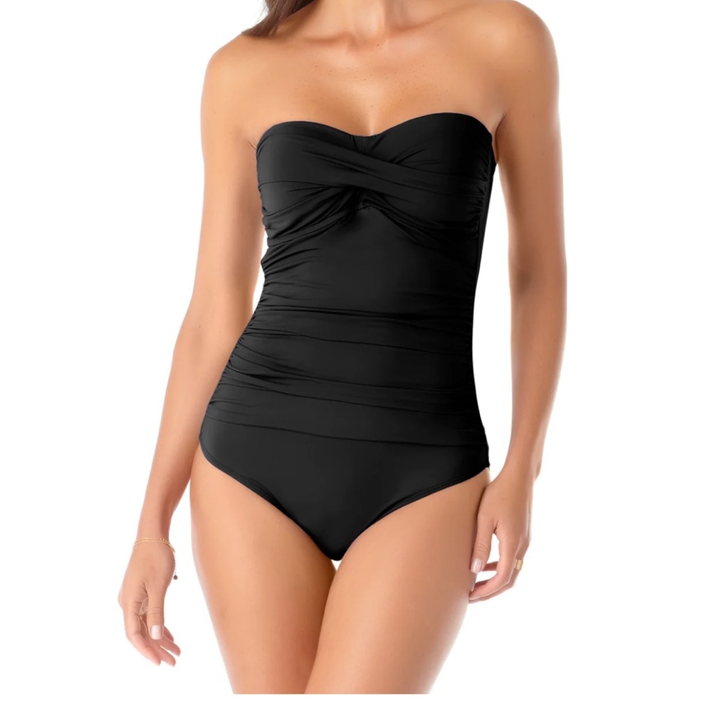 NWT Anne Cole Twist Front Shirred One Piece / Size 8